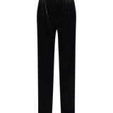 Pantalone jersey plissé in velluto nero 