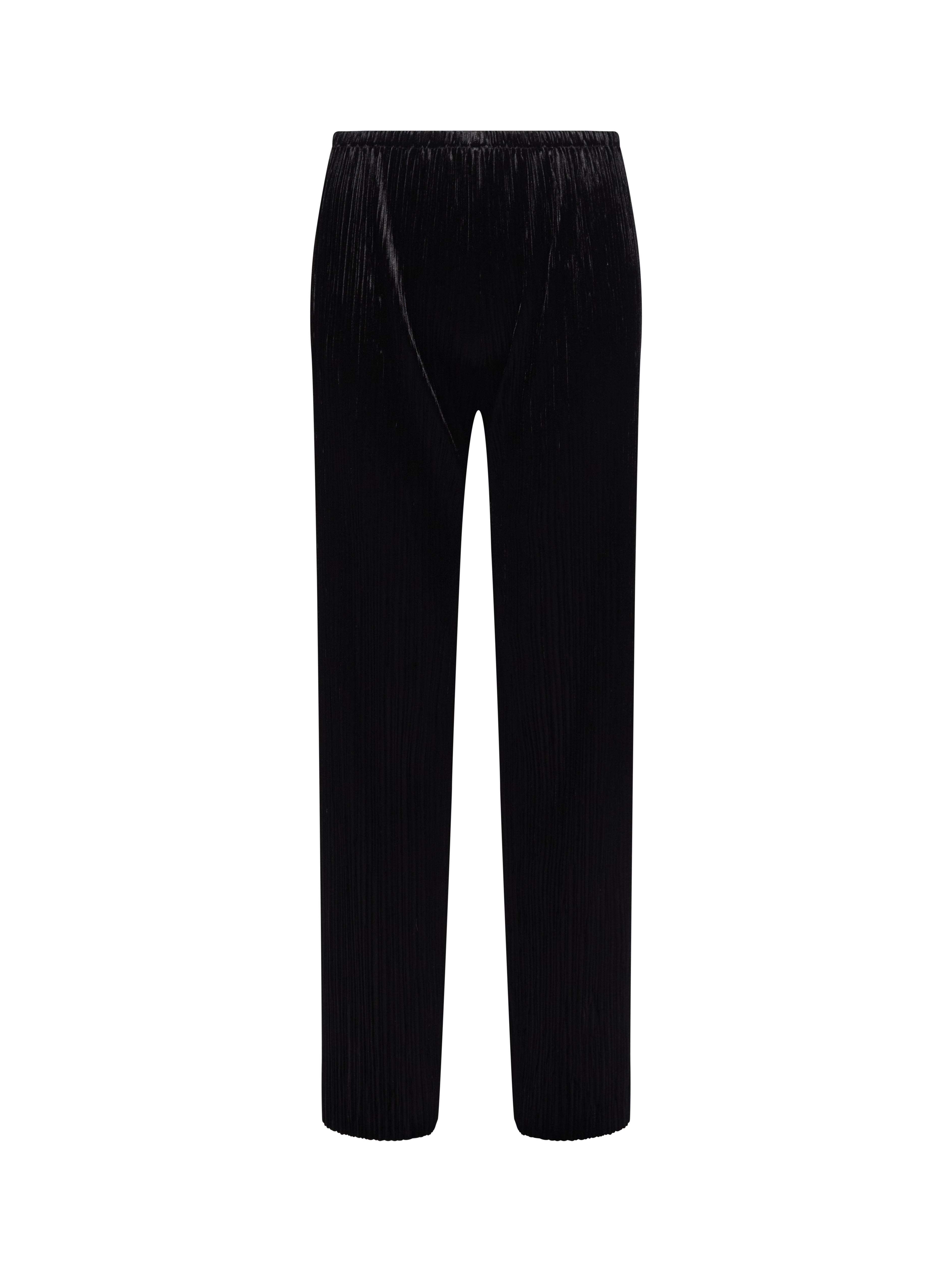 Pantalone jersey plissé in velluto nero 