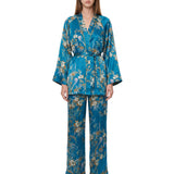 Kimono bambou secret in satin azzurro 