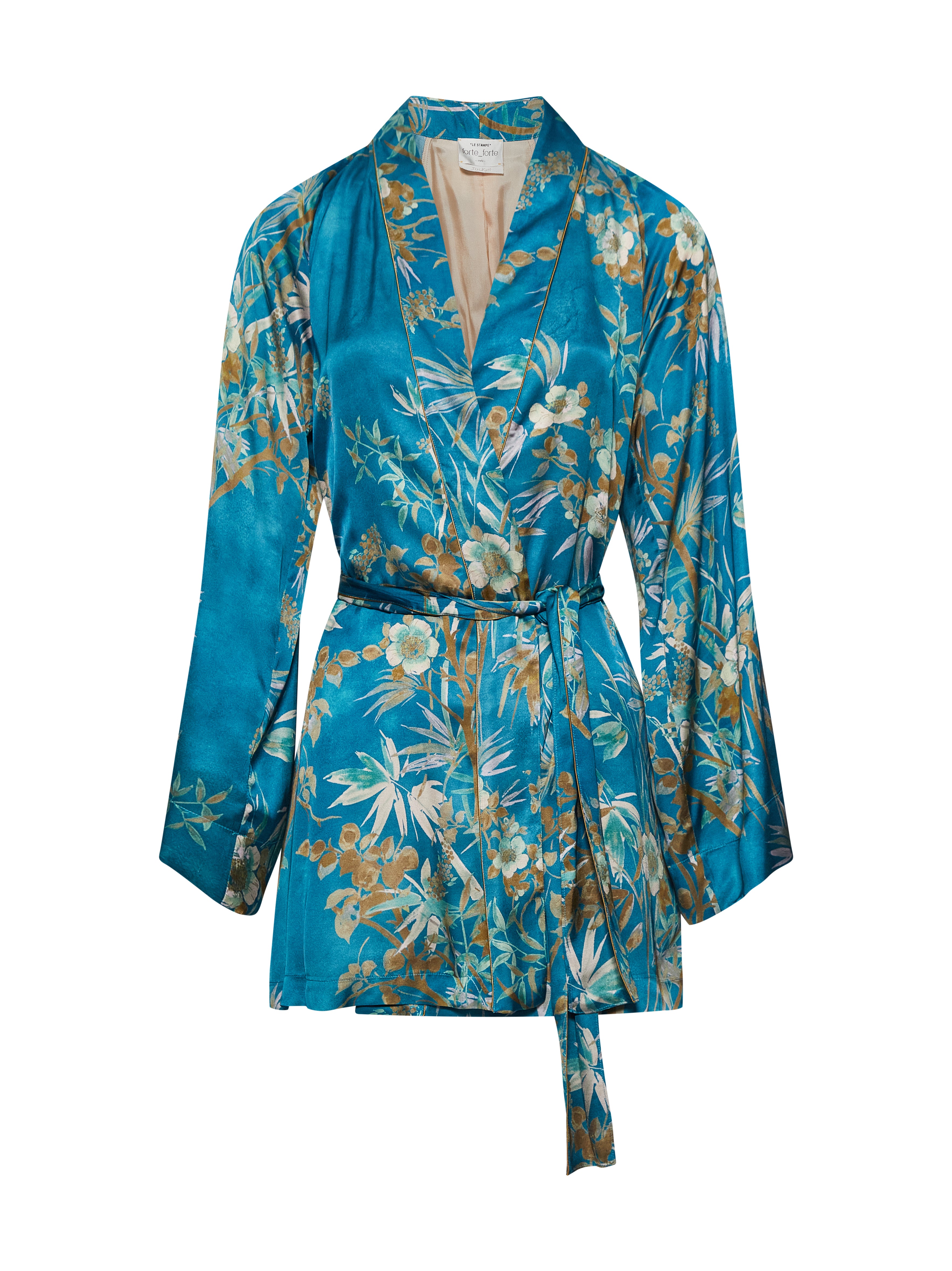 Kimono bambou secret in satin azzurro 