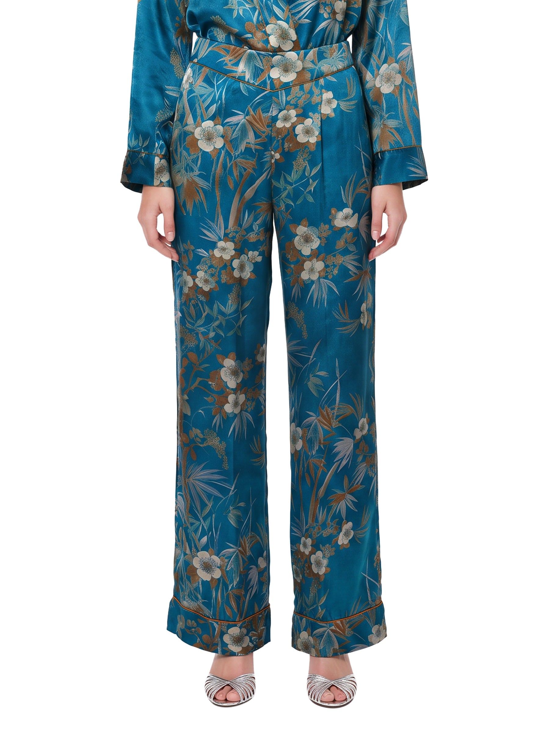 Pantalone bambou secret in satin azzurro 