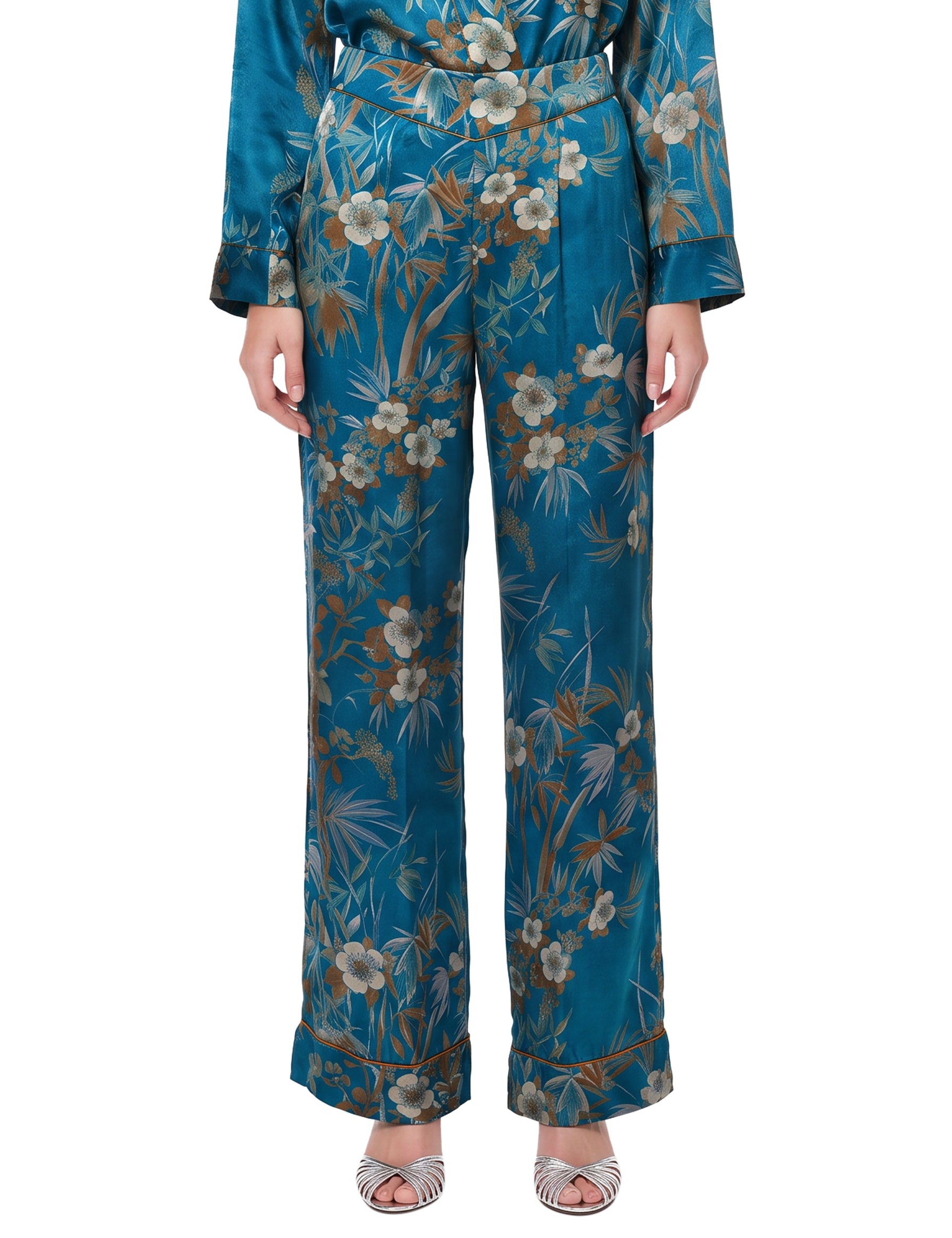 Pantalone Le Bambou Secret in satin azzurro 