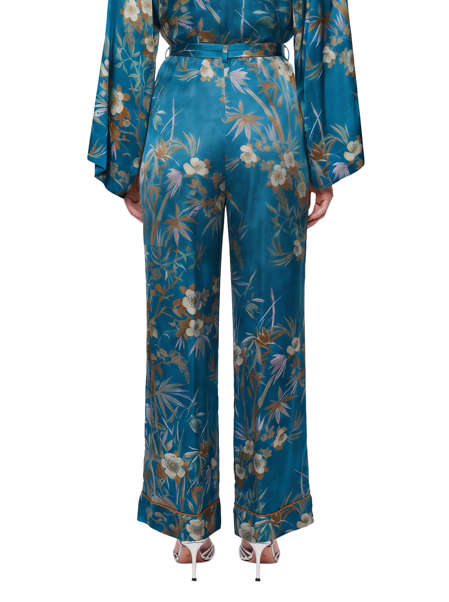 Pantalone bambou secret in satin azzurro 