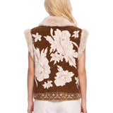 Gilet con dettagli in eco-pelliccia in marrone e beige 