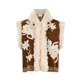 Gilet con dettagli in eco-pelliccia in marrone e beige 
