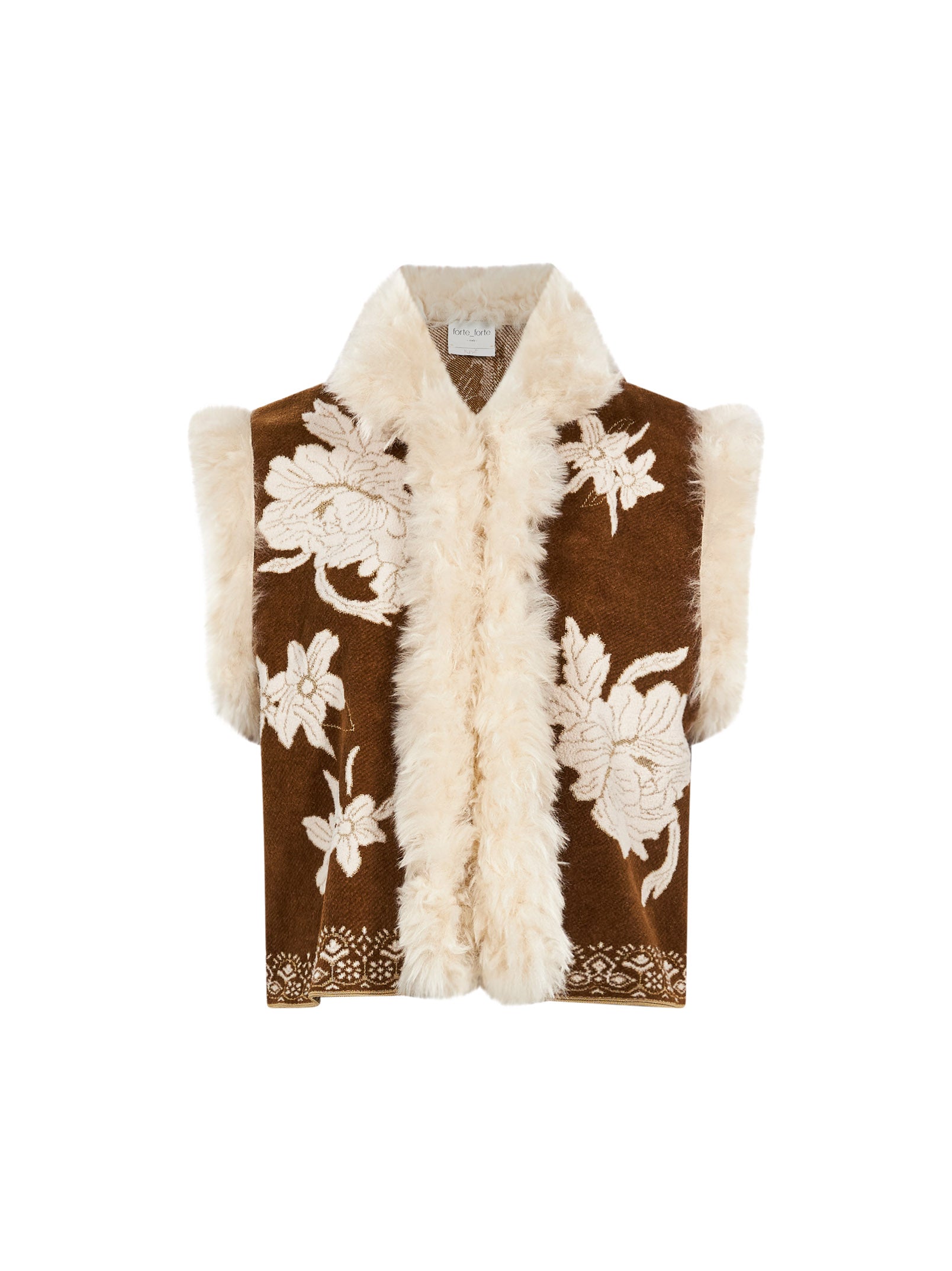 Gilet con dettagli in eco-pelliccia in marrone e beige 