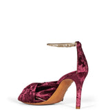 Sandali incrociati in velluto bordeaux 