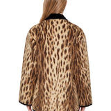 Cappotto corto royal leopard in jacquard marrone 