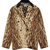 Cappotto corto royal leopard in jacquard marrone 