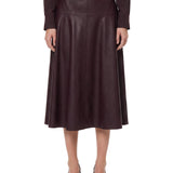 Gonna midi in ecopelle bordeaux 