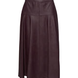 Gonna midi in ecopelle bordeaux 