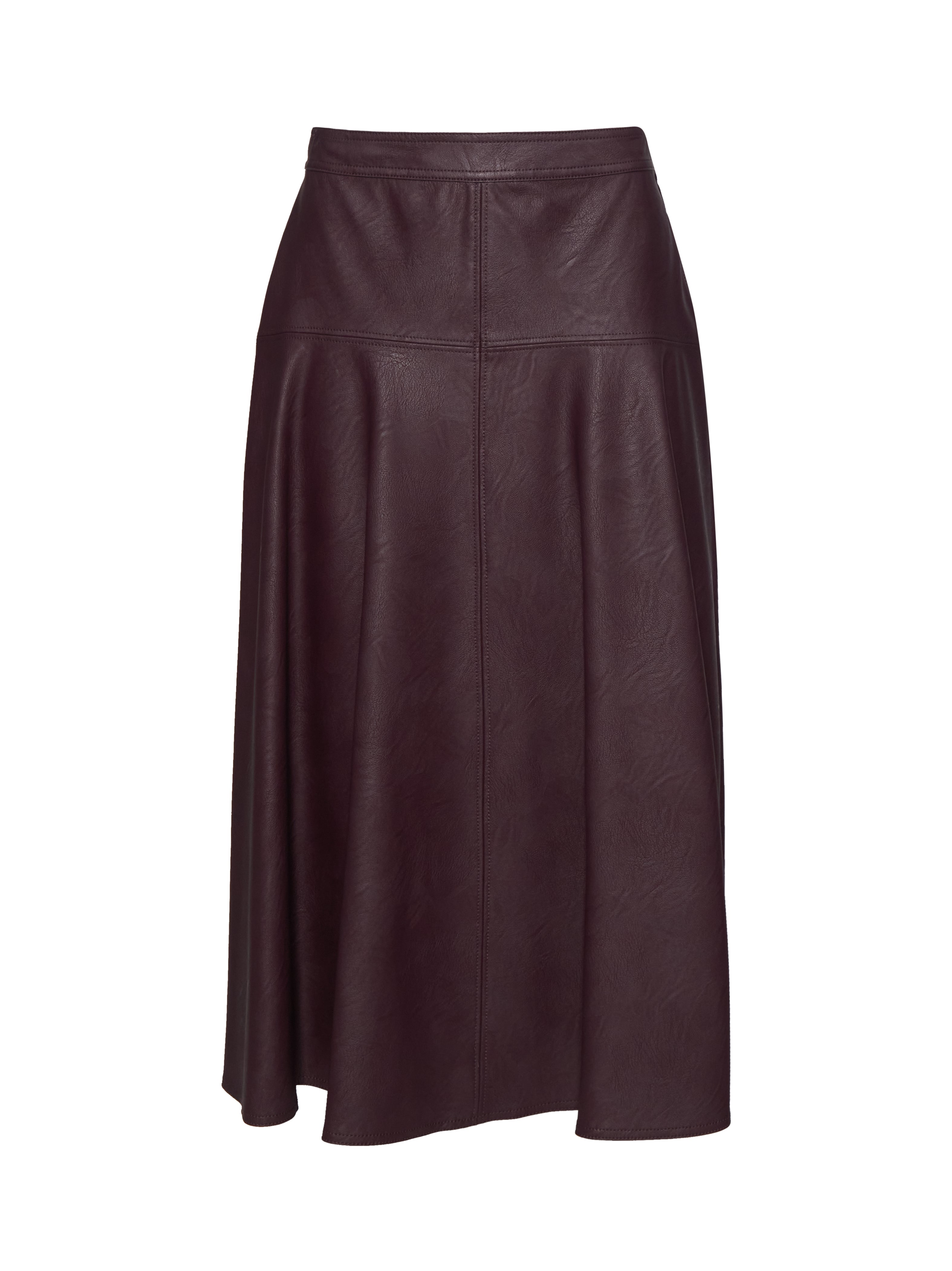 Gonna midi in ecopelle bordeaux 