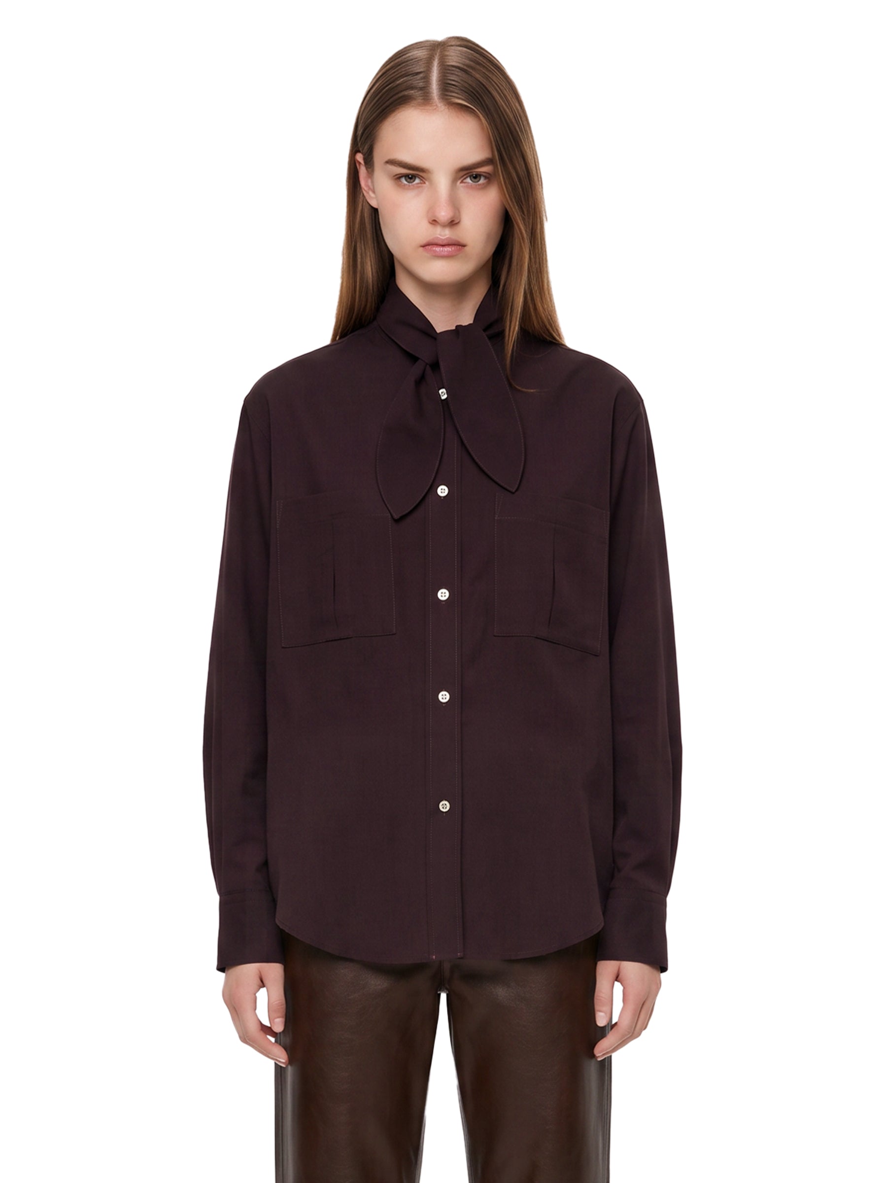 Camicia con tasche in bordeux 