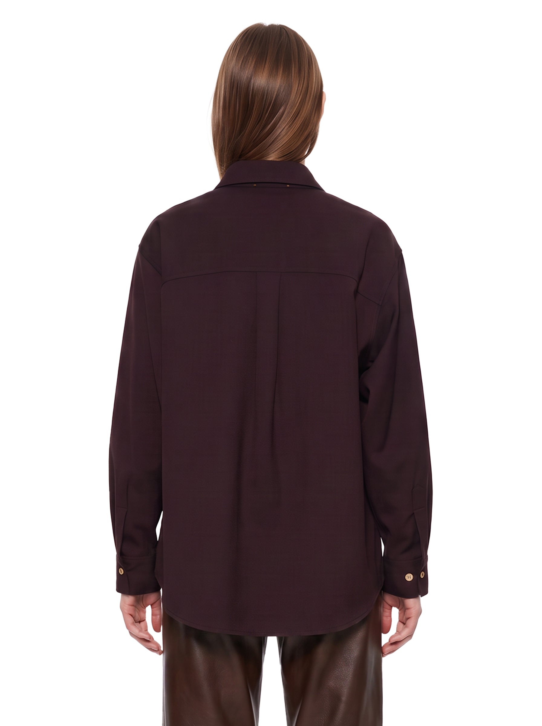 Camicia con tasche in bordeux 