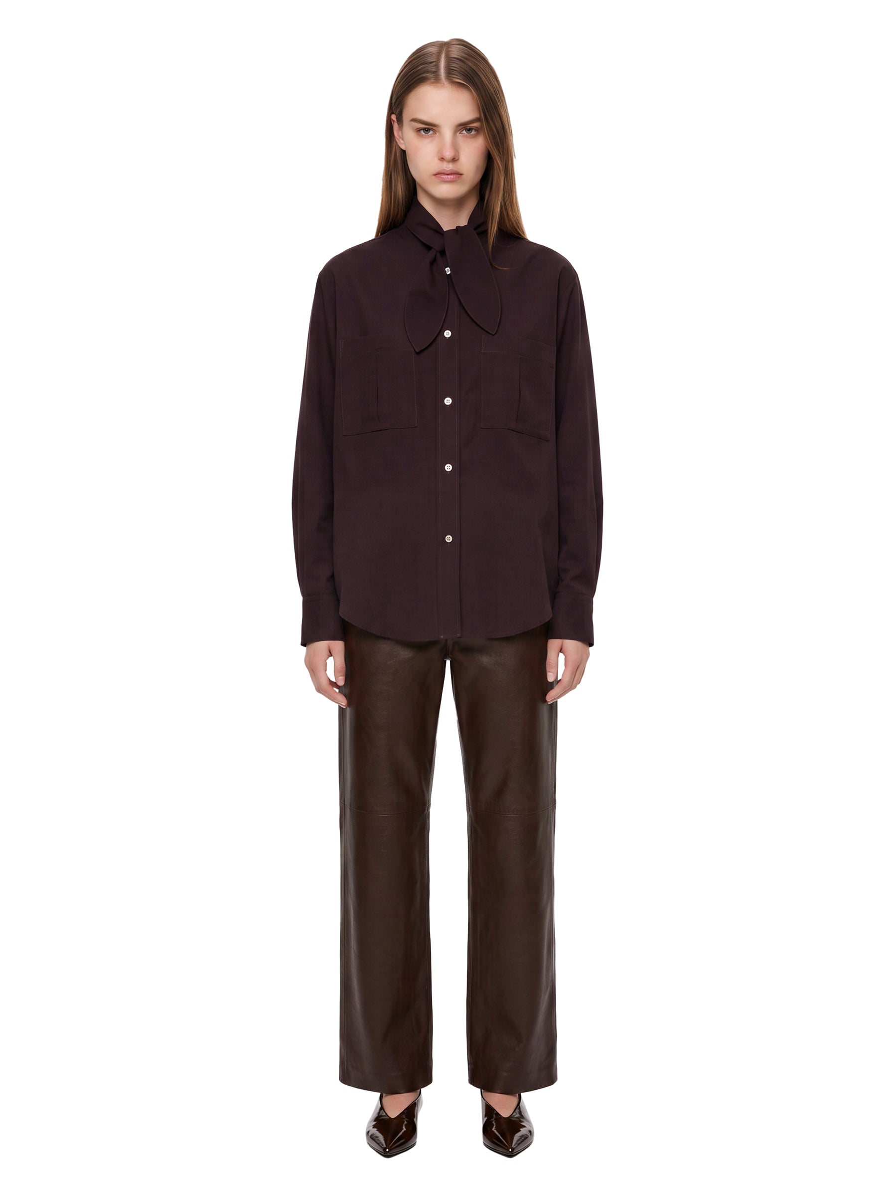 Camicia con tasche in bordeux 