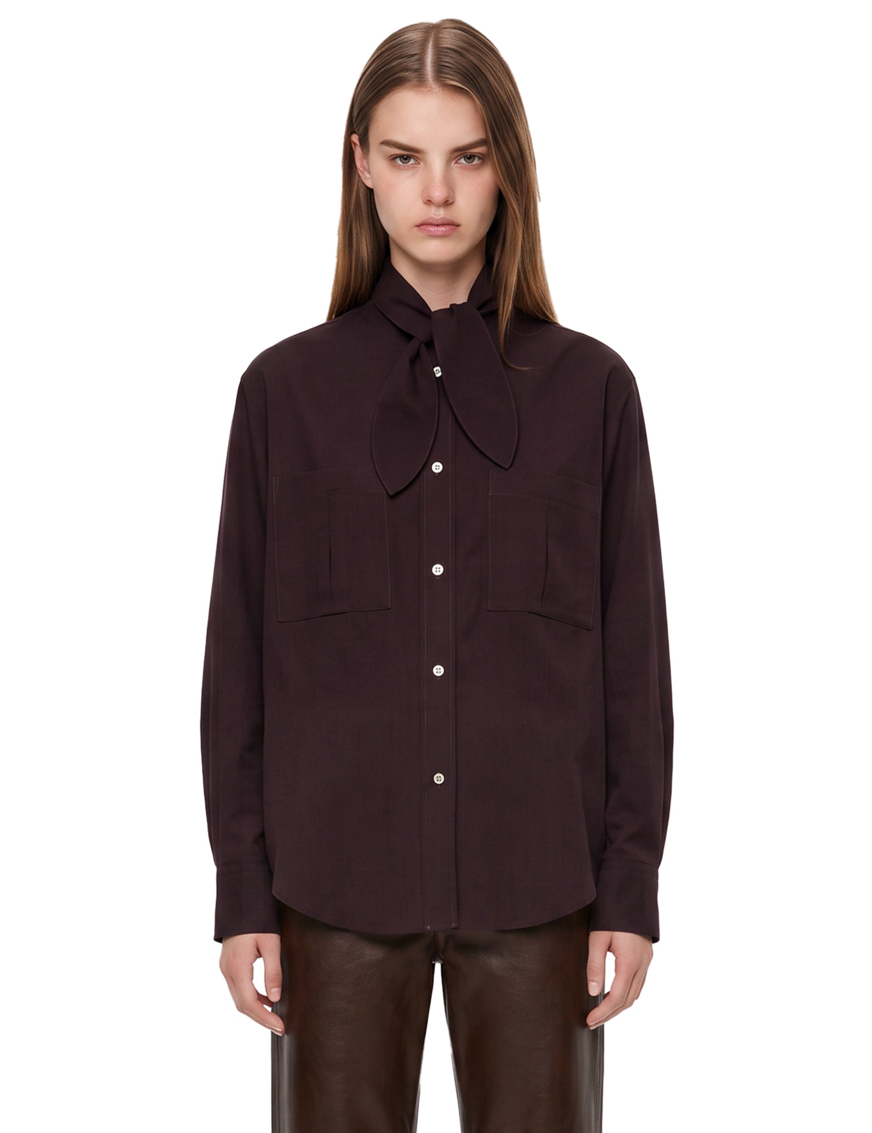 Camicia over con tasche in bordeaux 