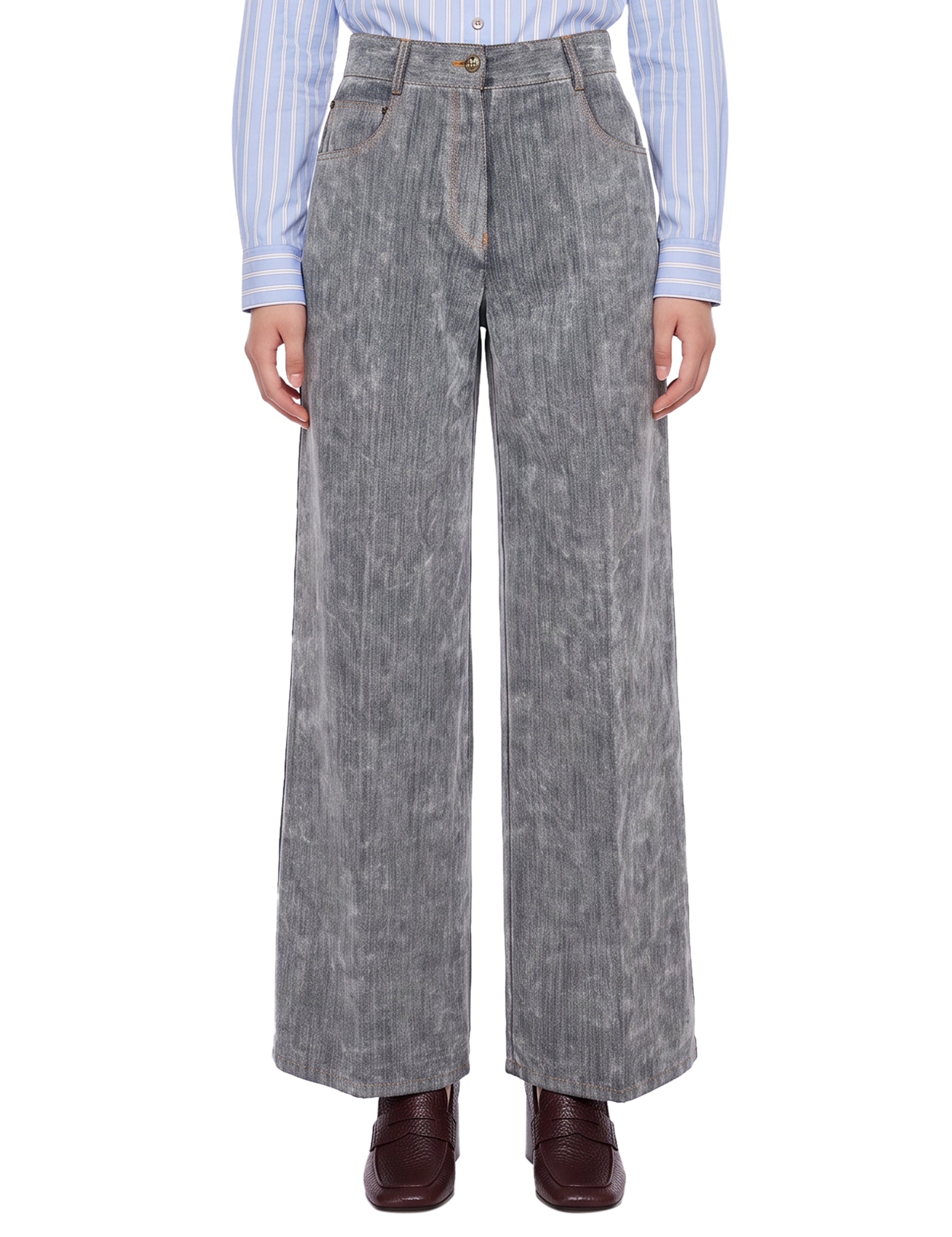 Pantaloni denim flock in grigio 