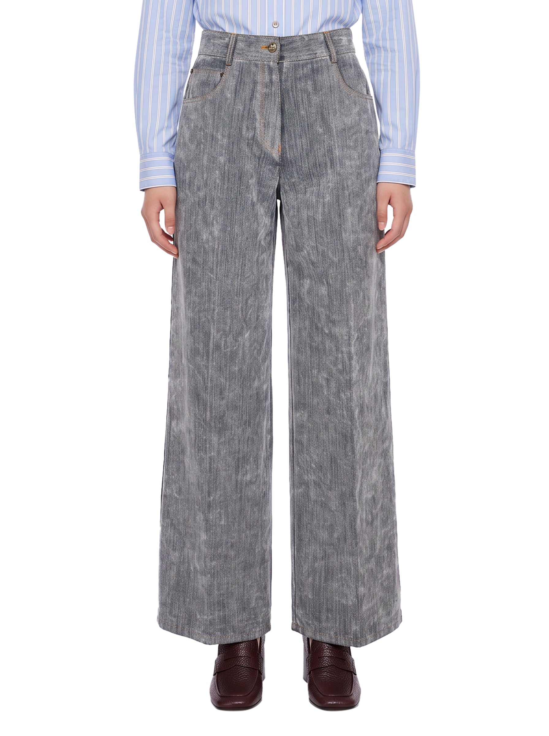 Pantaloni denim flock in grigio 