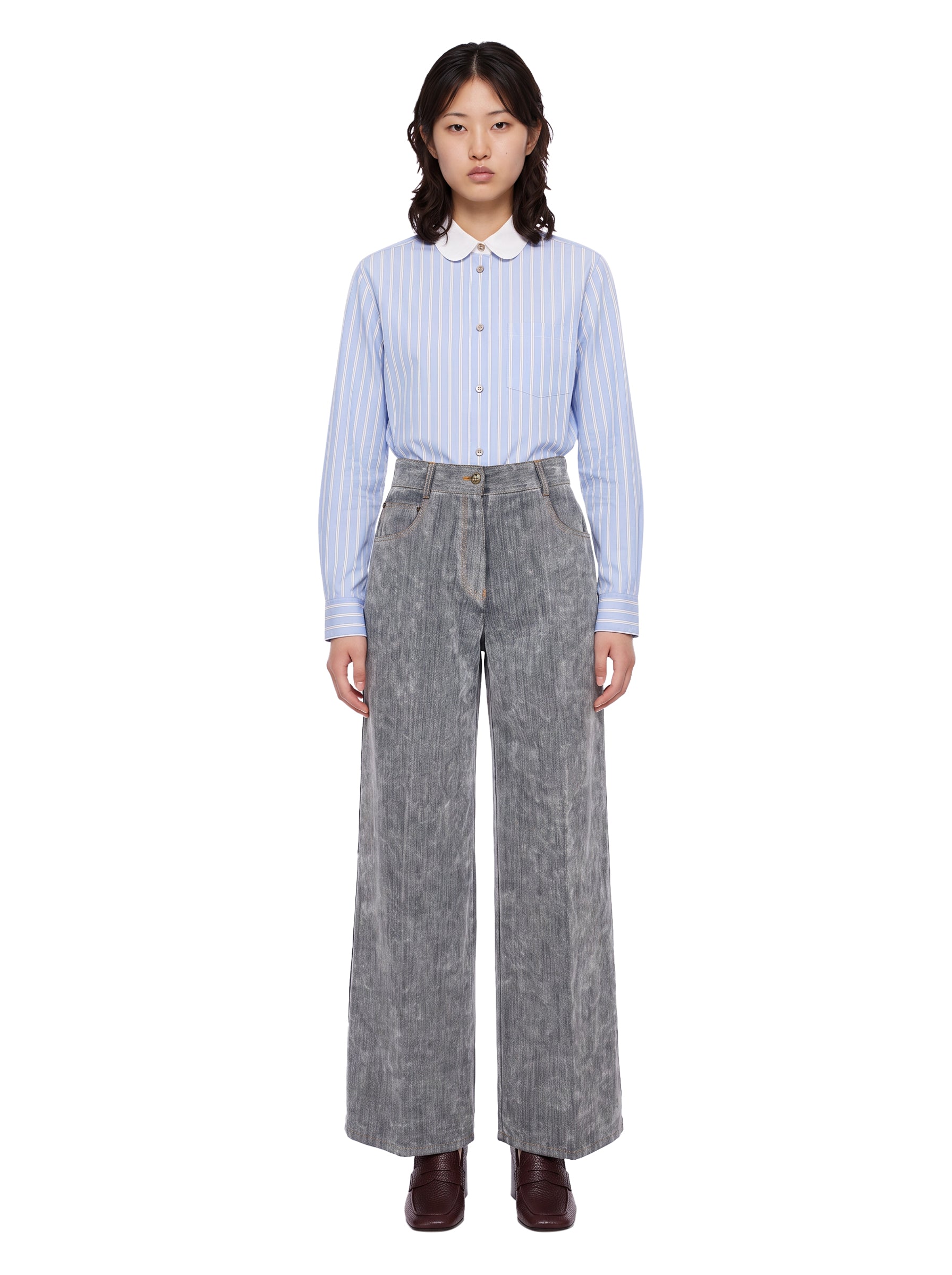 Pantaloni denim flock in grigio 