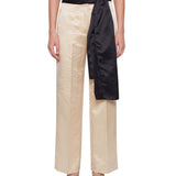 Pantalone smoking duchesse in avorio 