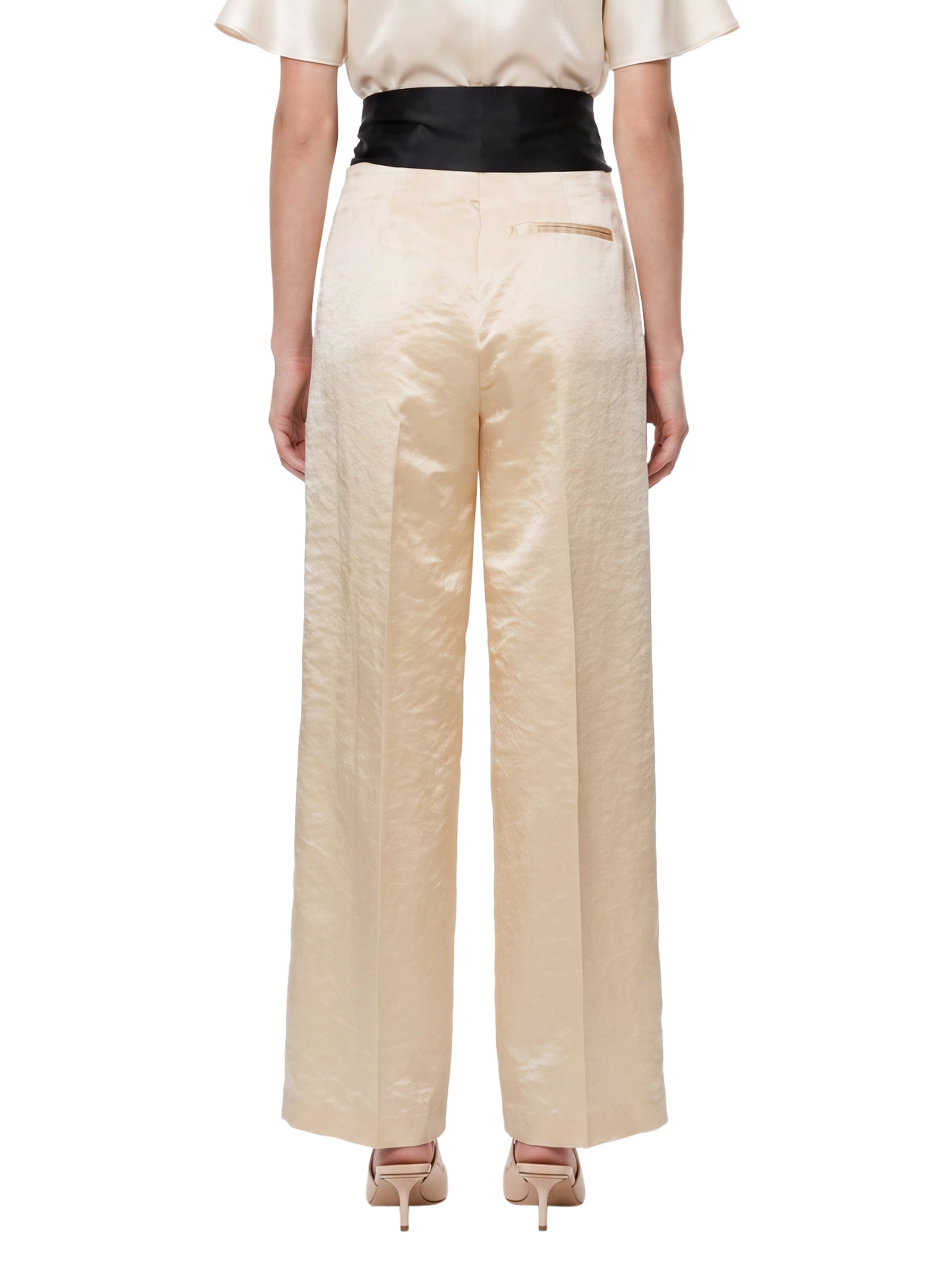 Pantalone smoking duchesse in avorio 