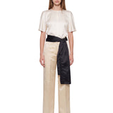 Pantalone smoking duchesse in avorio 
