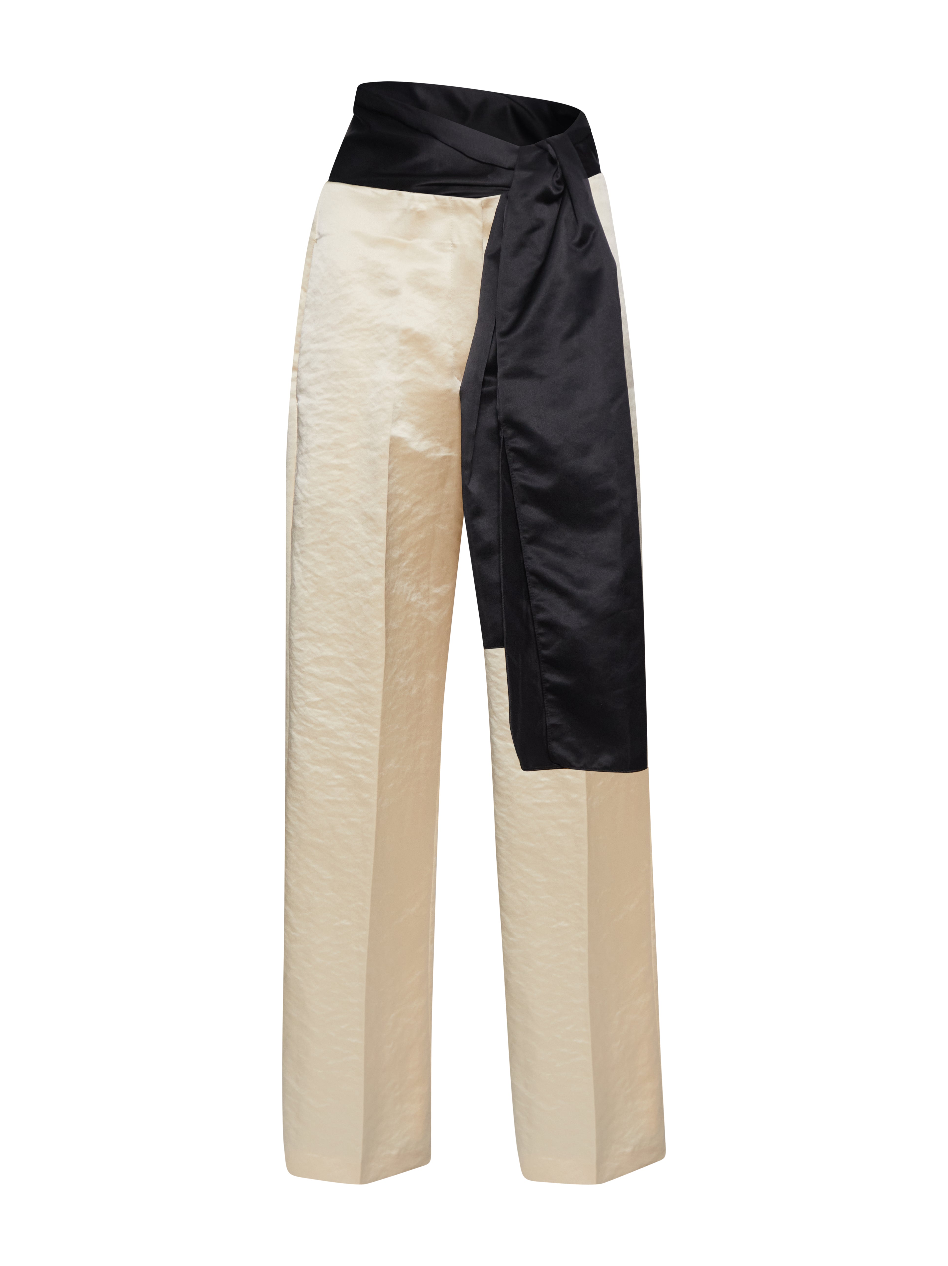 Pantalone smoking duchesse in avorio 