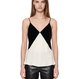 Top slip in velluto bianco e nero 
