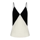 Top slip in velluto bianco e nero 