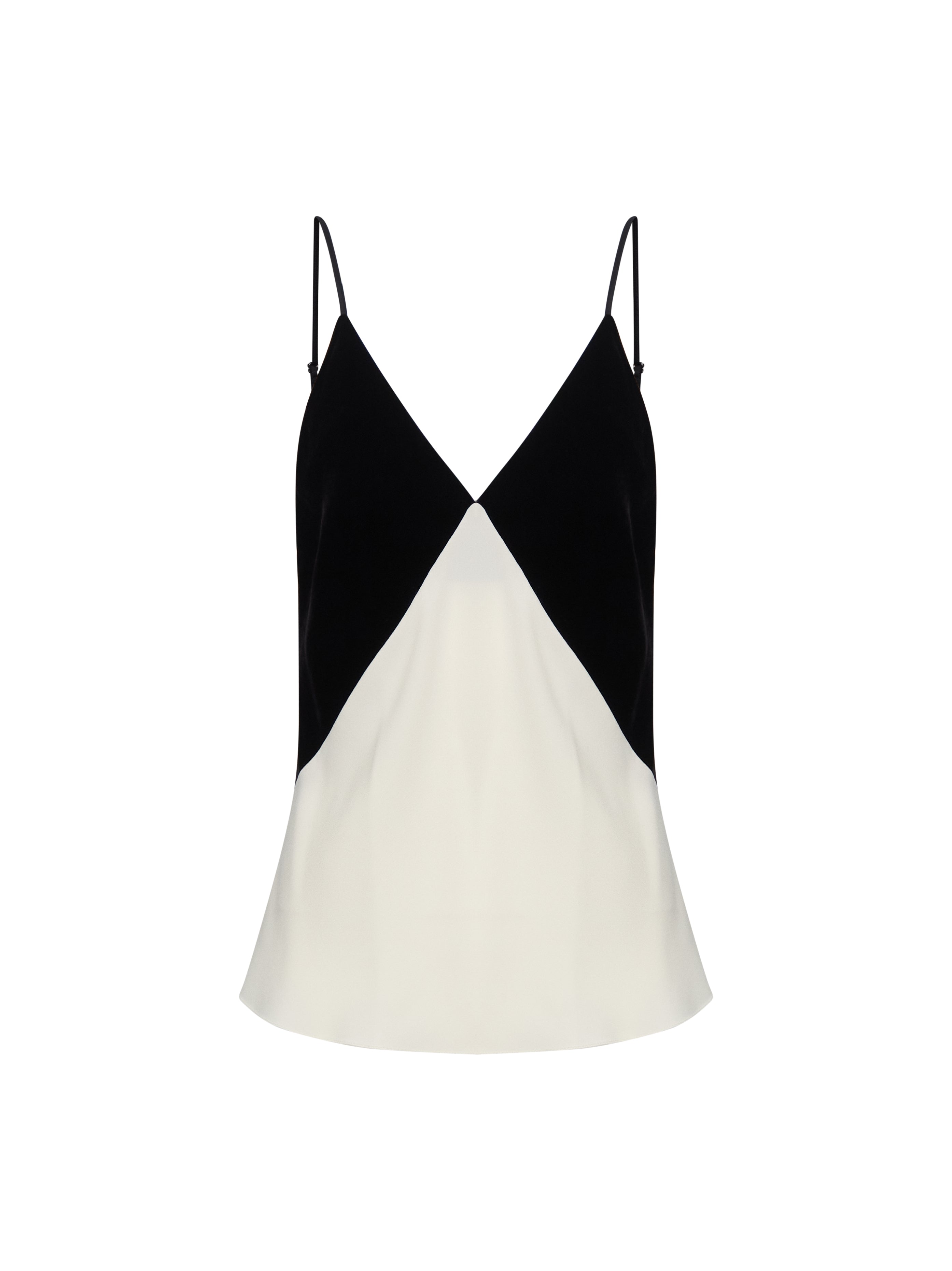 Top slip in velluto bianco e nero 