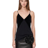 Top slip in velluto nero 