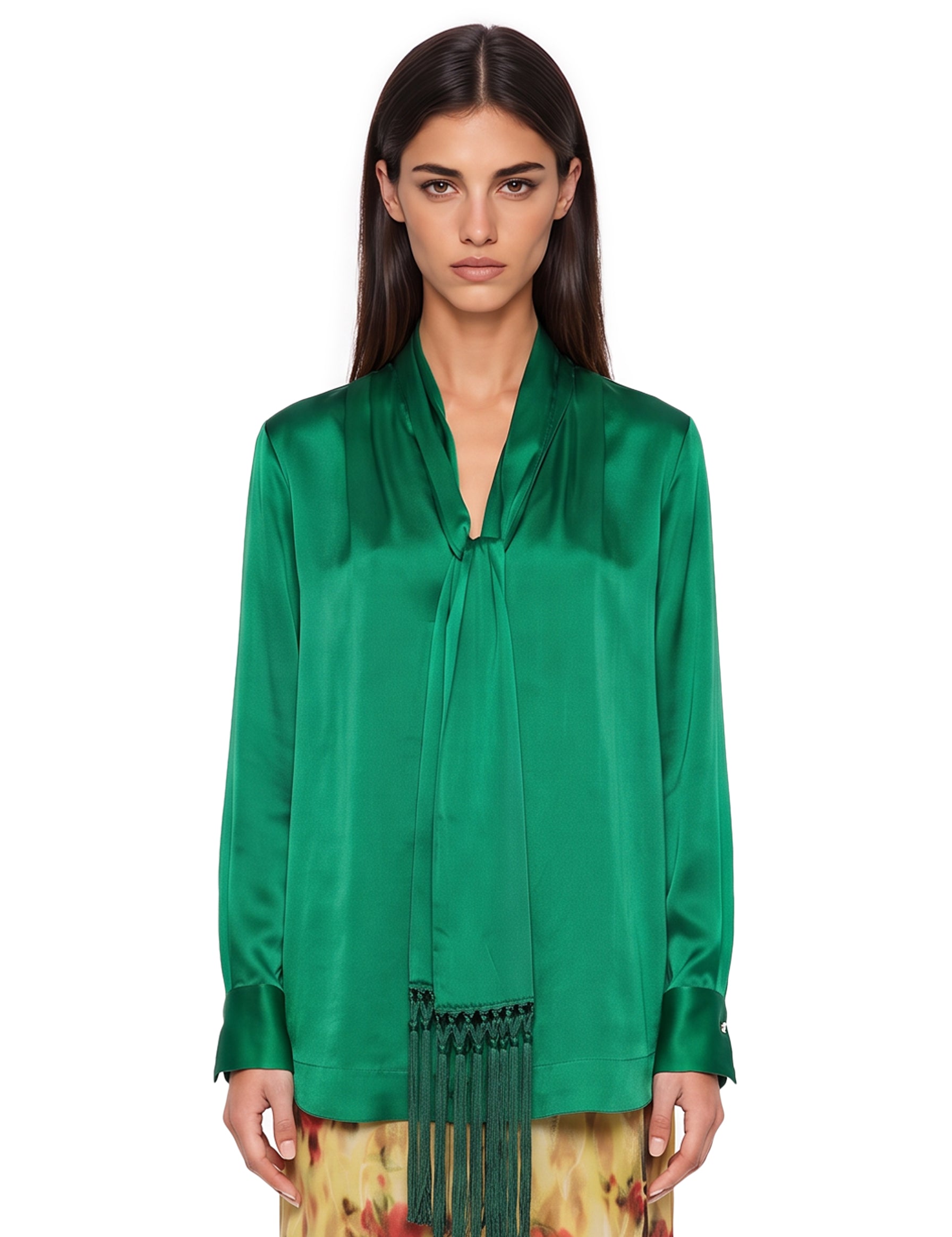 Camicia con sciarpa in verde 