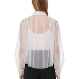 Camicia lavalliere in tulle bianco 