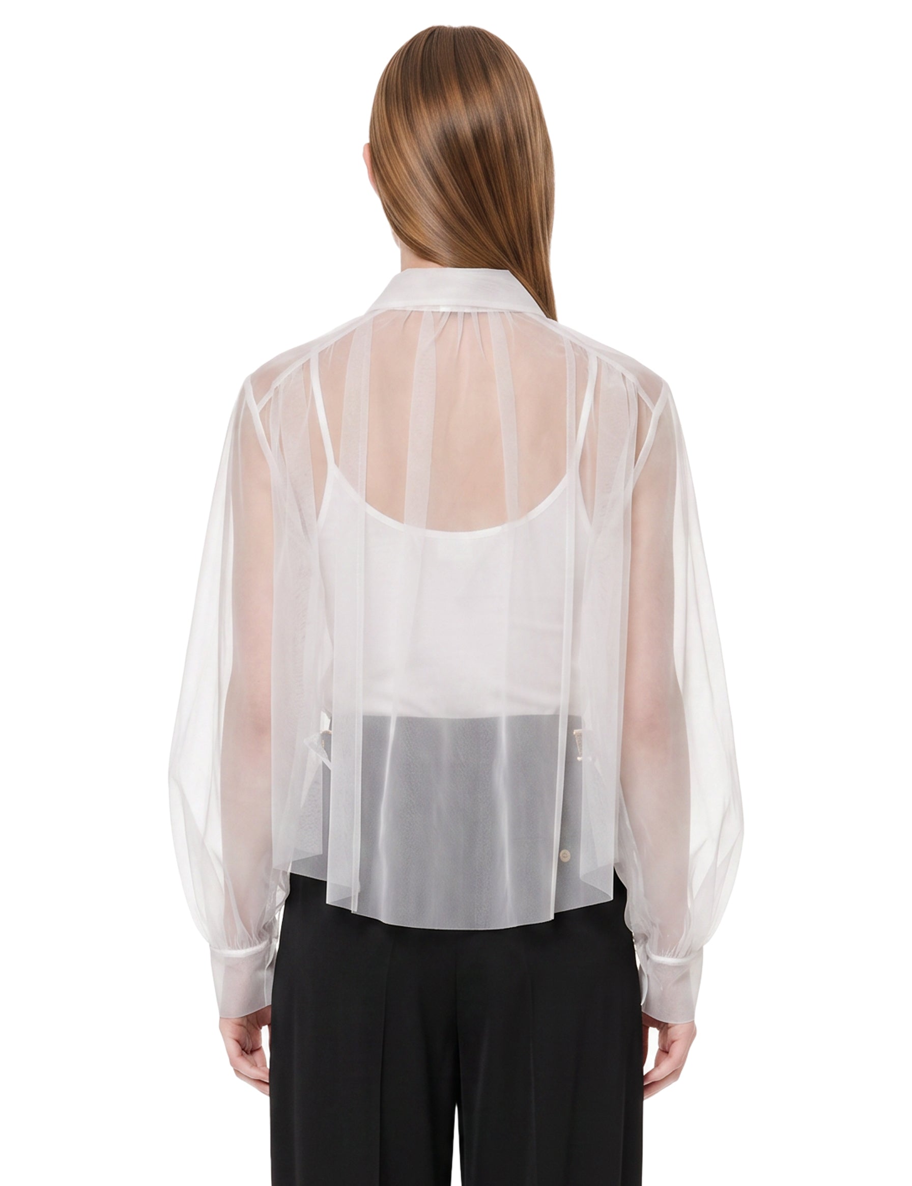 Camicia Lavalliere in tulle bianco 