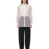 Camicia lavalliere in tulle bianco 