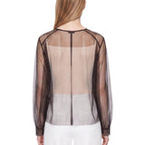 Camicia lavalliere in tulle marrone 