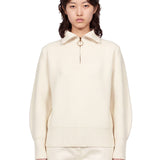 Maglia con zip in avorio 