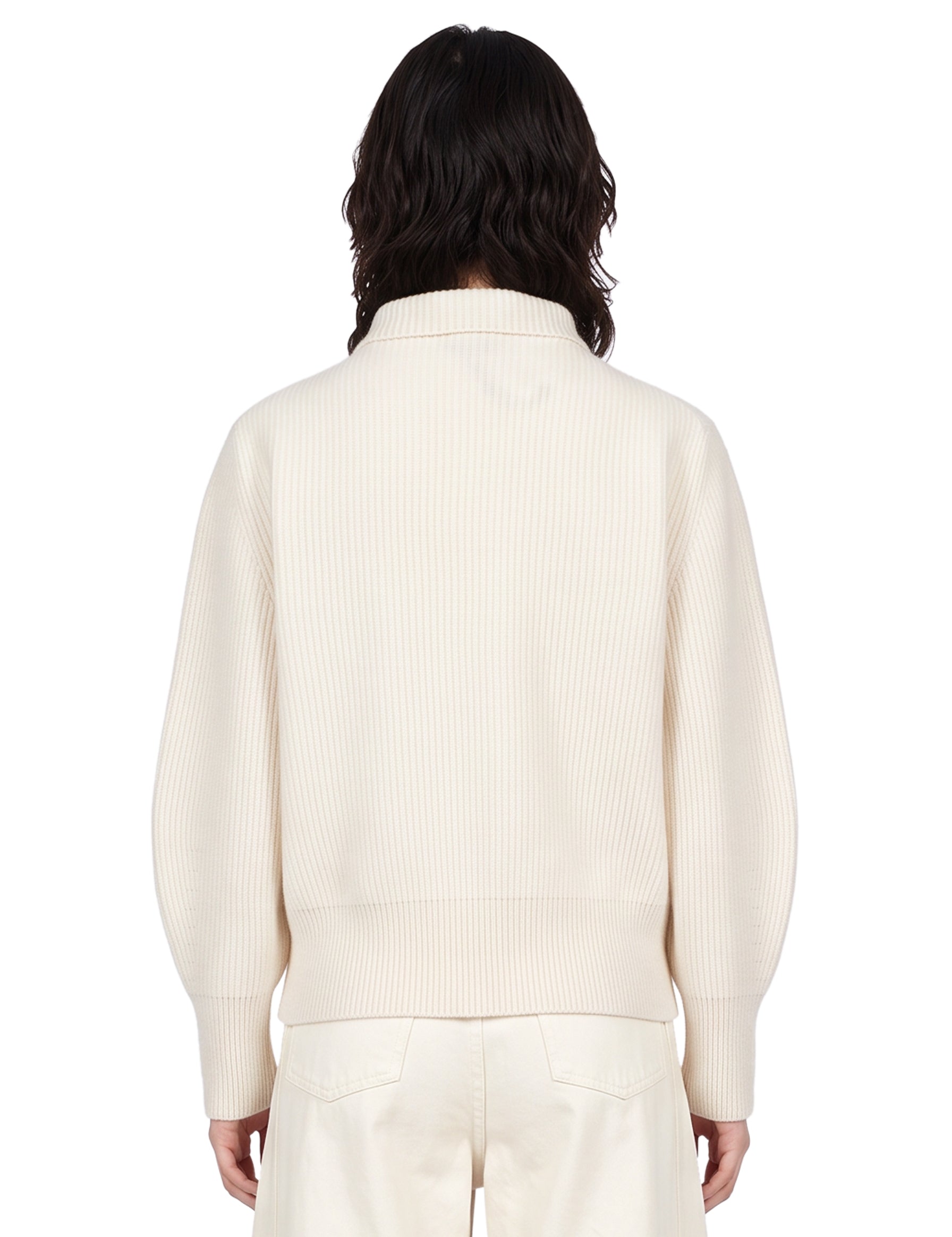 Maglia con zip in avorio 