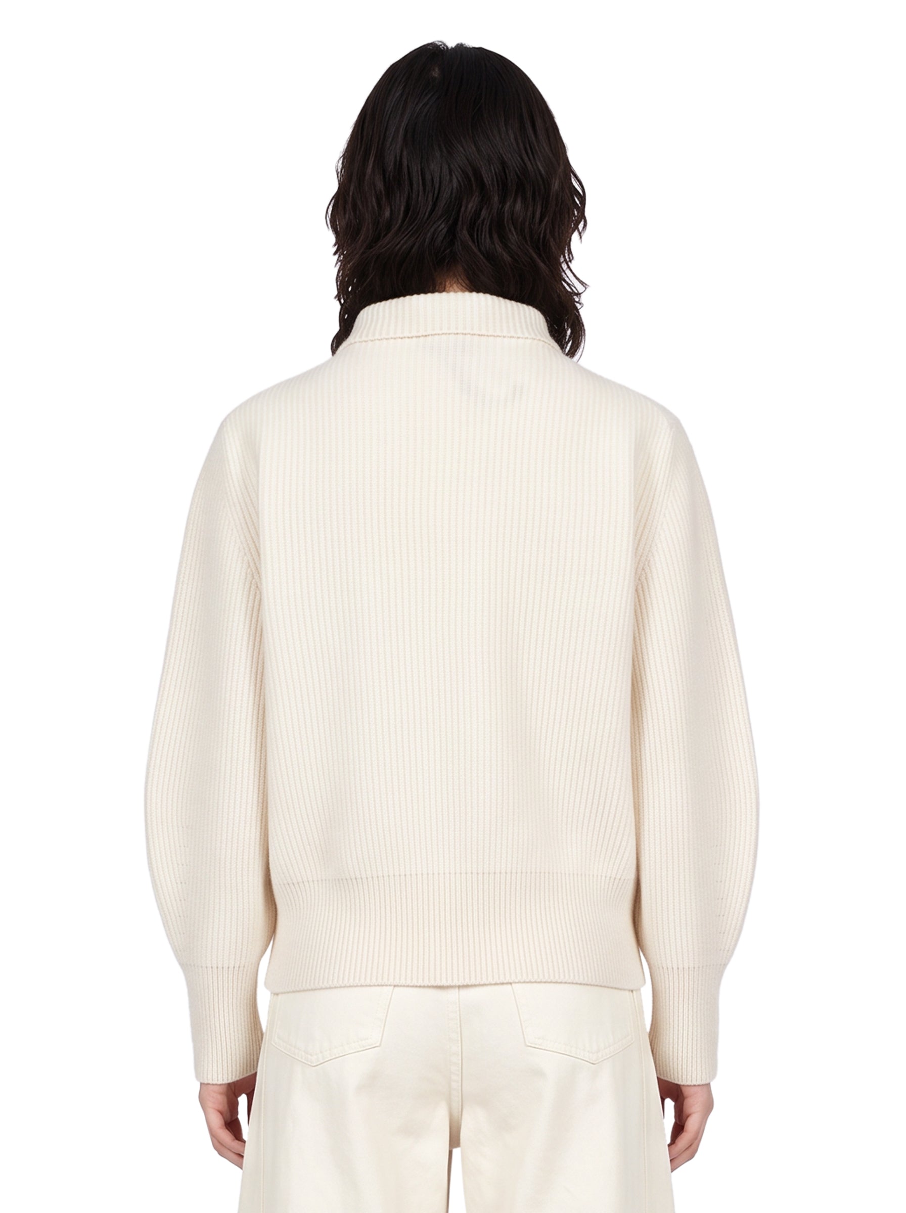 Maglia con zip in avorio 