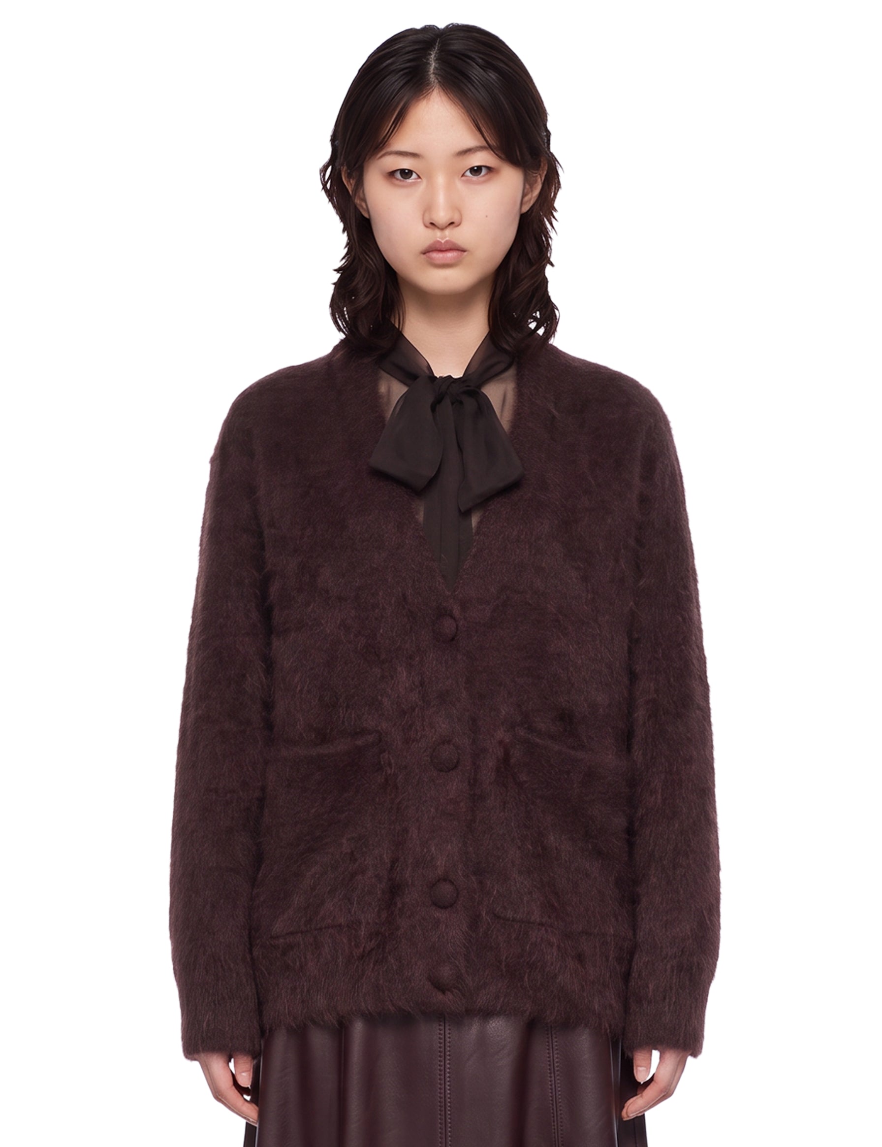 Cardigan con tasche in marrone 