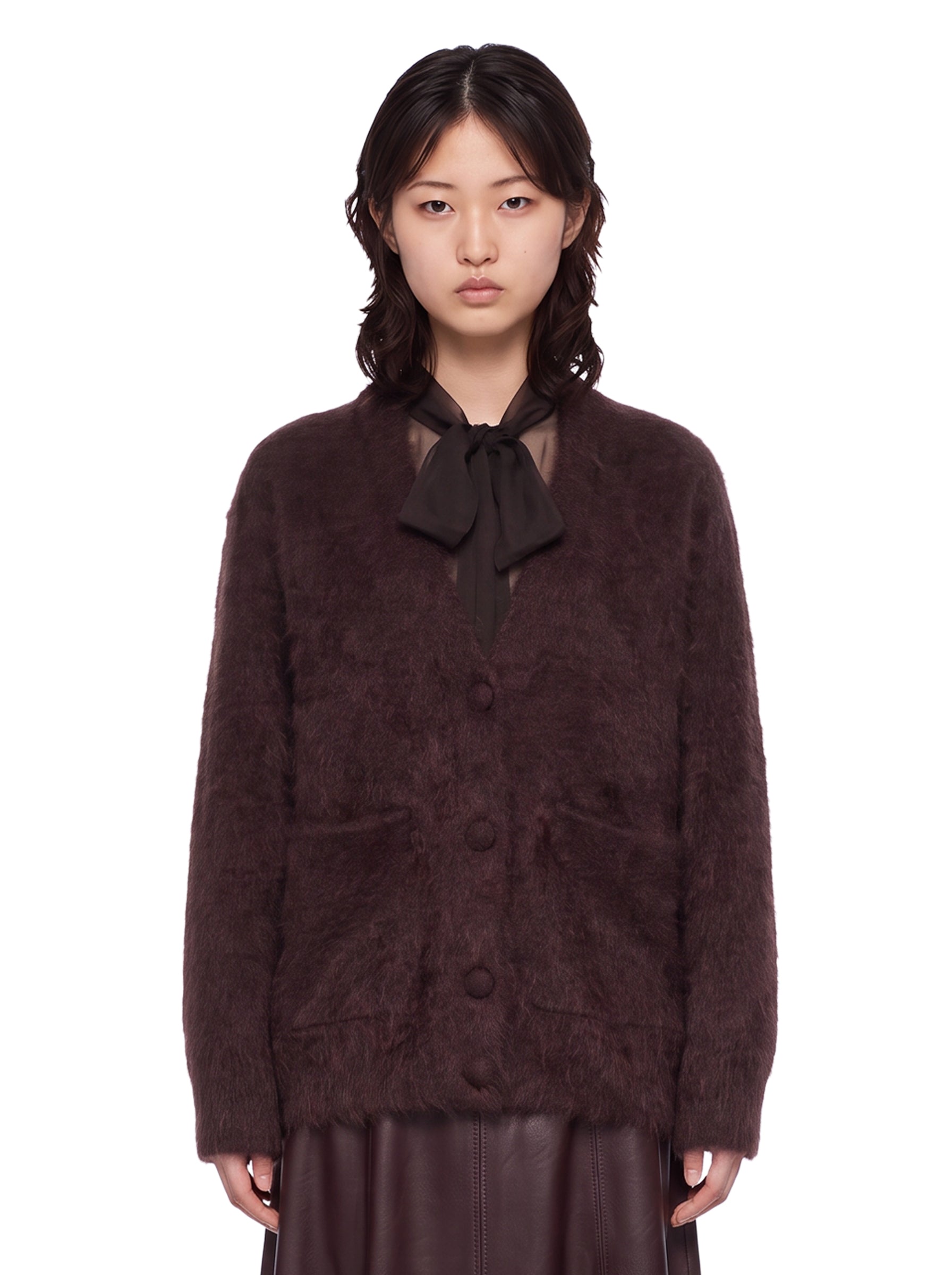 Cardigan con tasche in marrone 