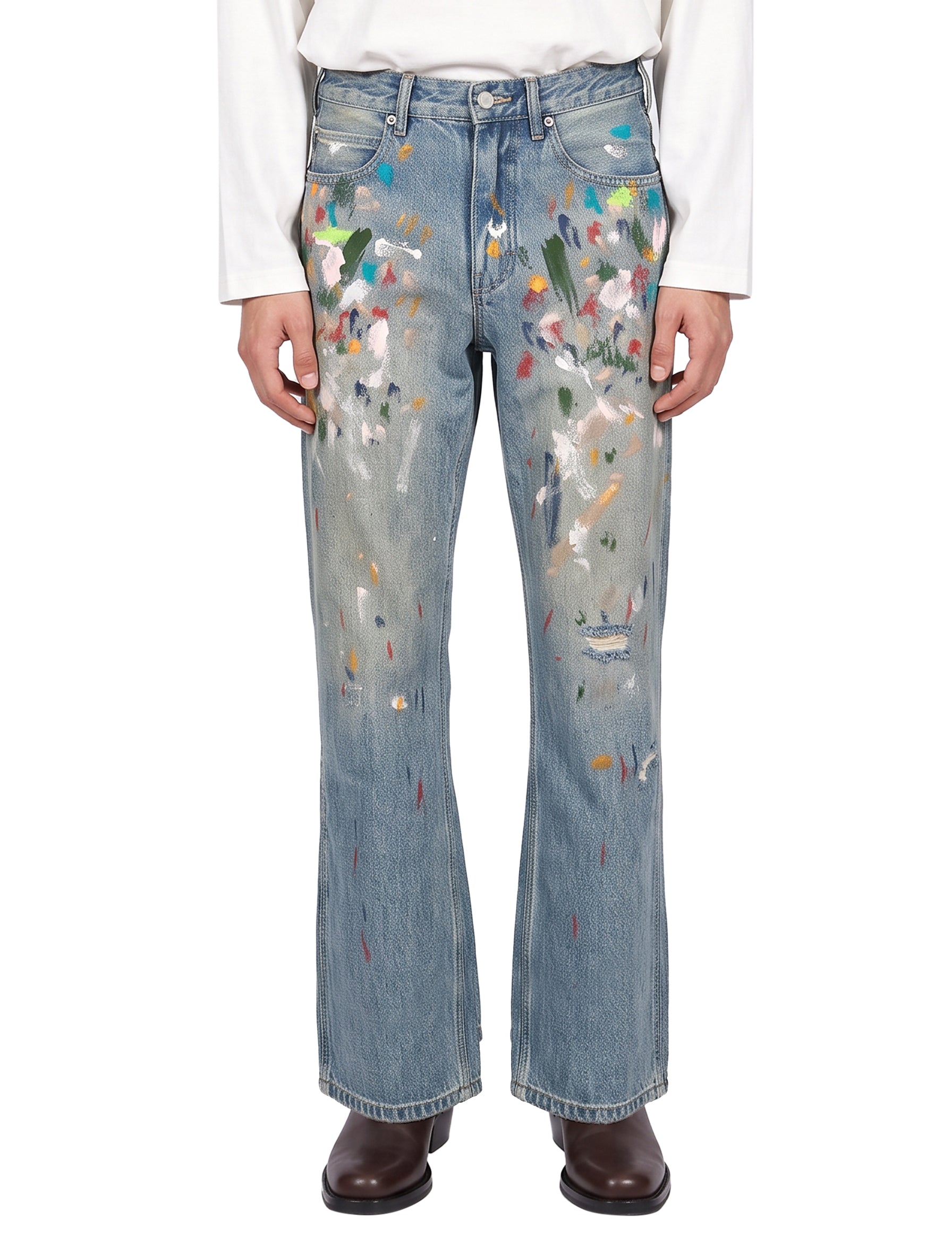 Jeans effetto dipinto in azzurro 