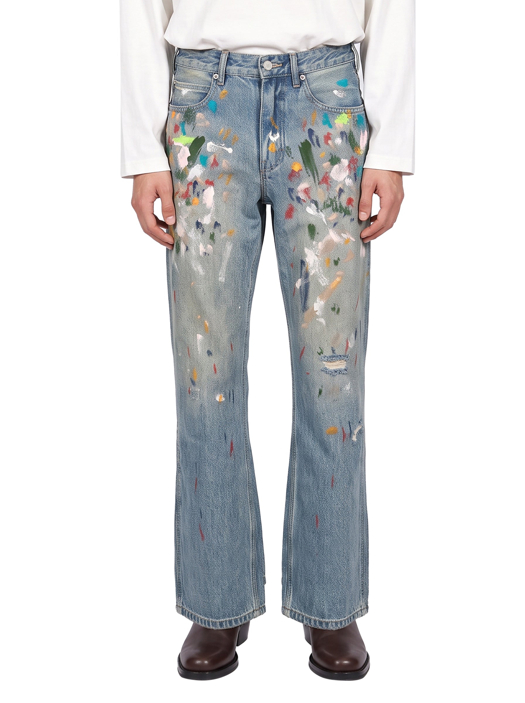 Jeans effetto dipinto in azzurro 