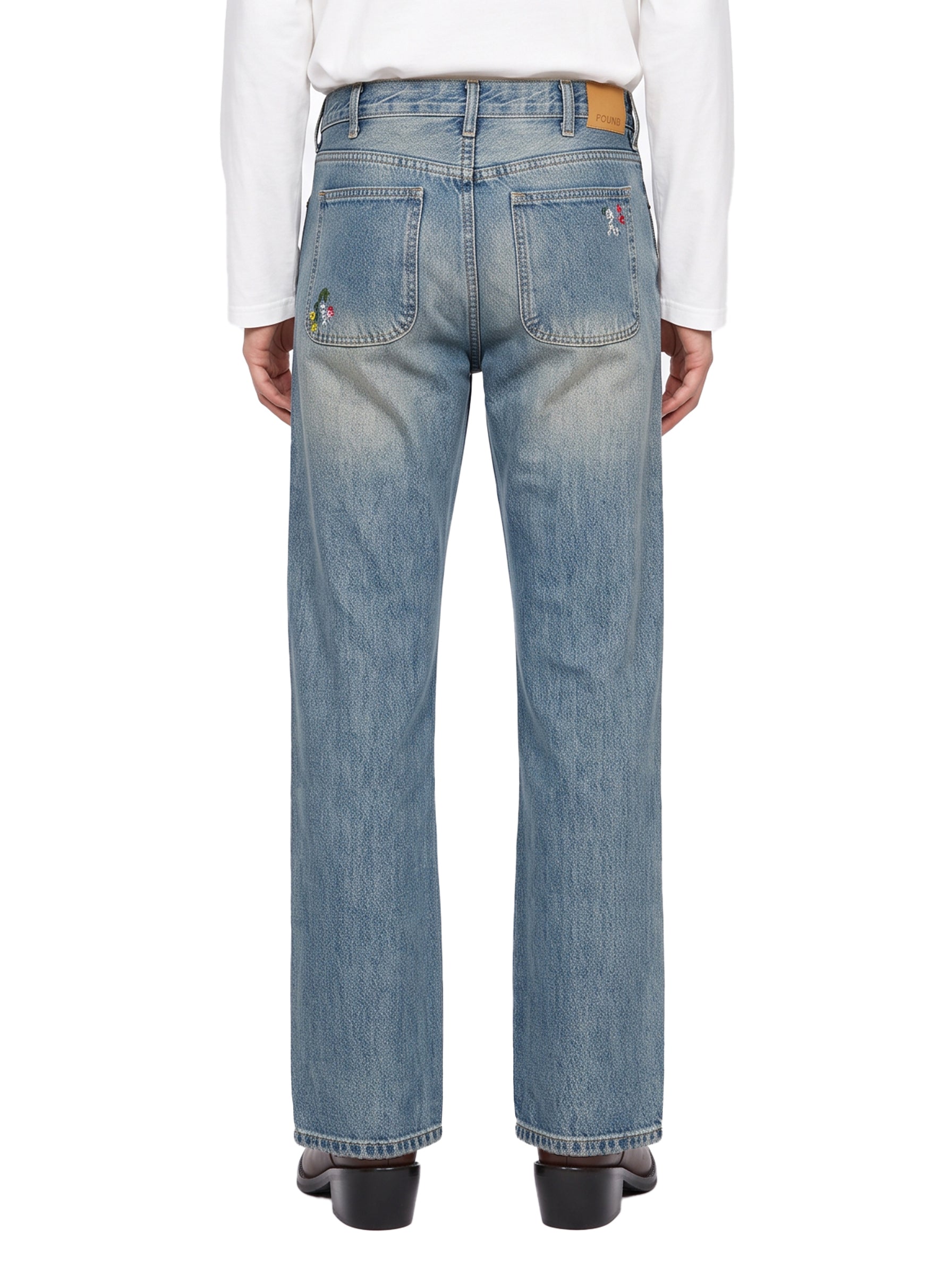 Jeans effetto dipinto in azzurro 