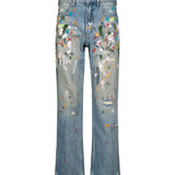 Jeans effetto dipinto in azzurro 