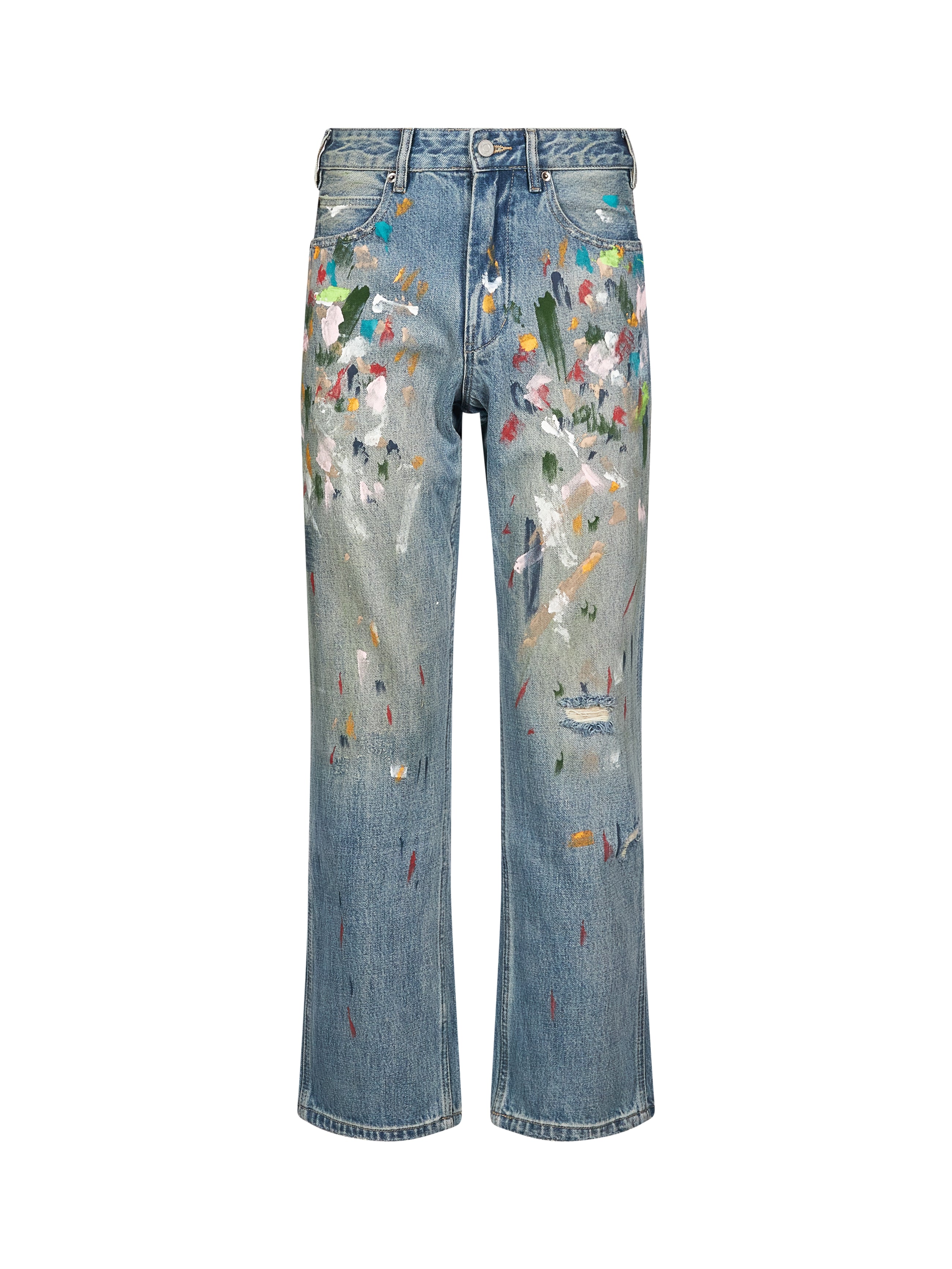 Jeans effetto dipinto in azzurro 