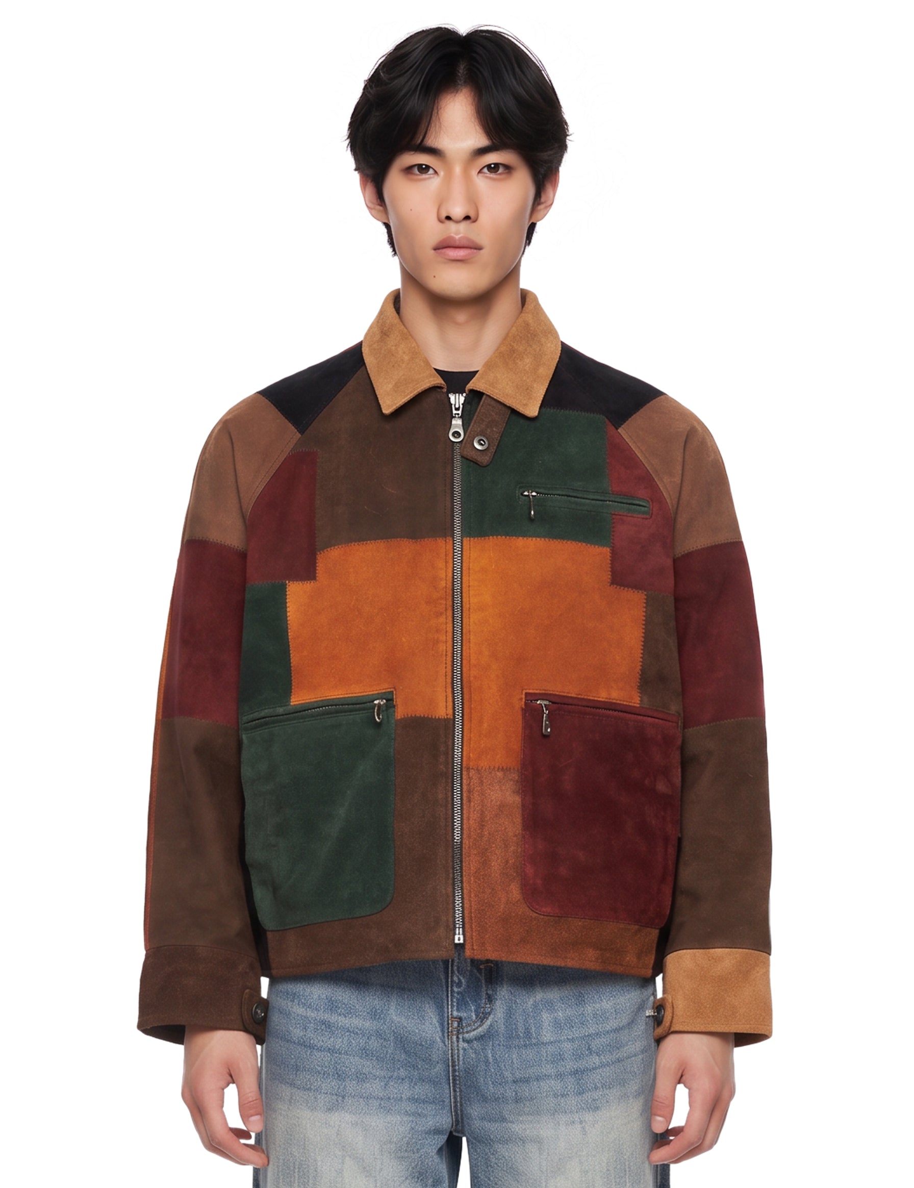 Giacca patchwork in suede multicolor 