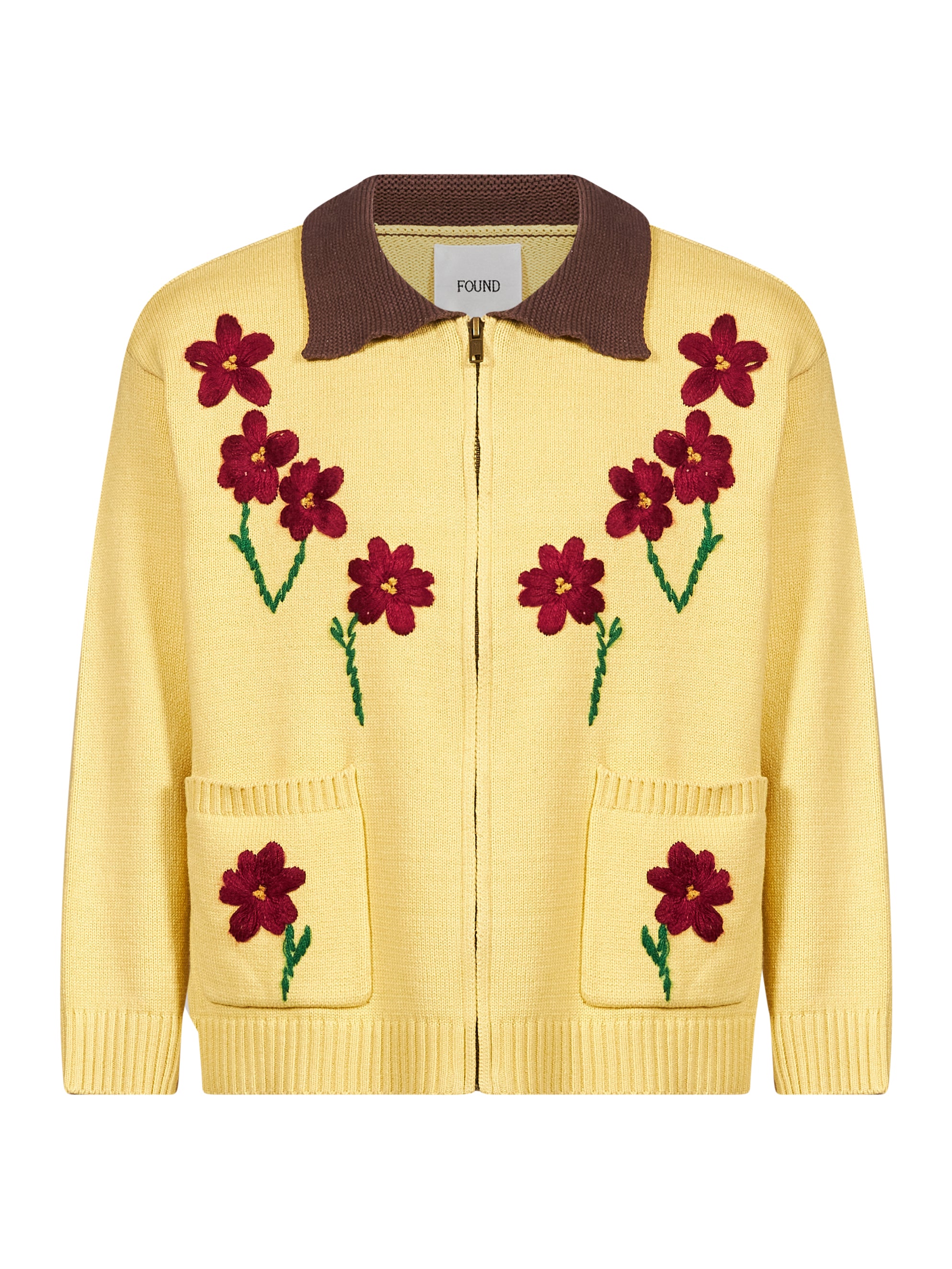 Cardigan con ricami in giallo 