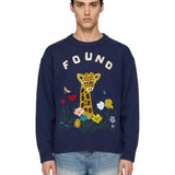 Maglione ricamato Wildlife in blu 