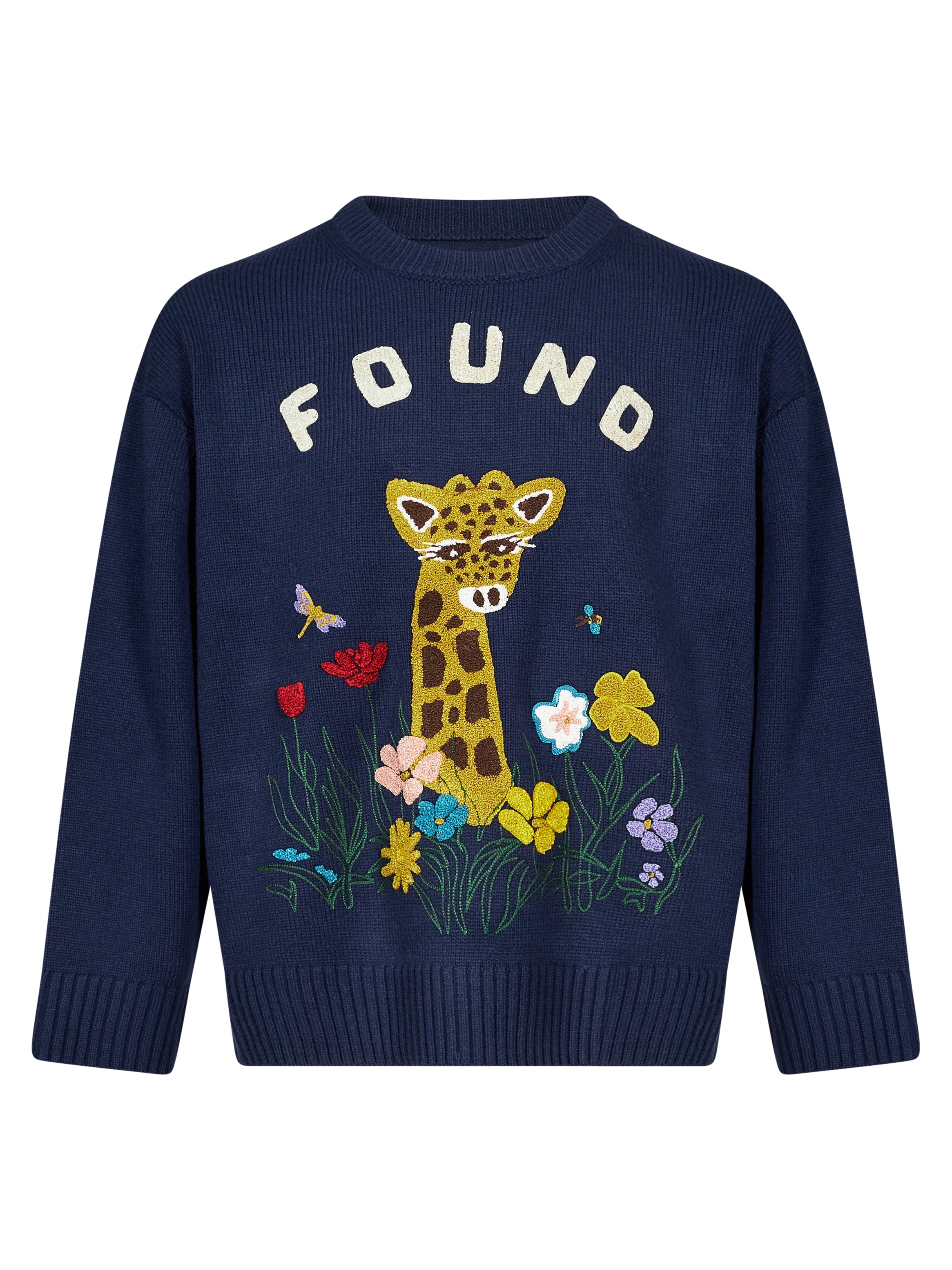 Maglione ricamato Wildlife in blu 